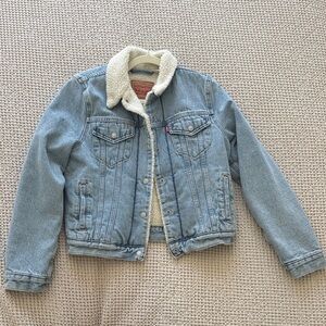 Levi's Light Blue Denim Jacket with White Sherpa Collar